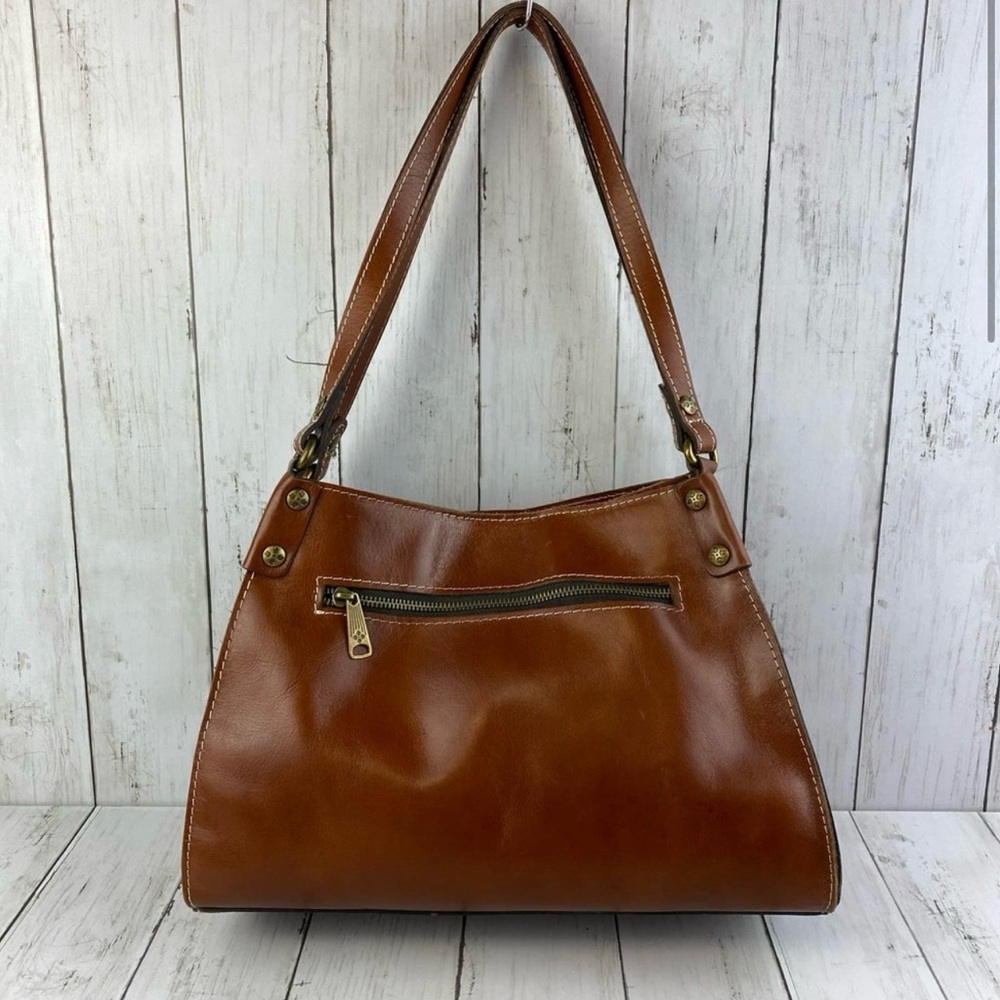 Patricia Nash Tan Brown Romina Leather Large Shoulder Bag with Dust Bag